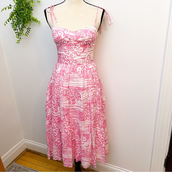 Amanda Uprichard Dresses Amanda Uprichard Tula Pink Smocked Midi